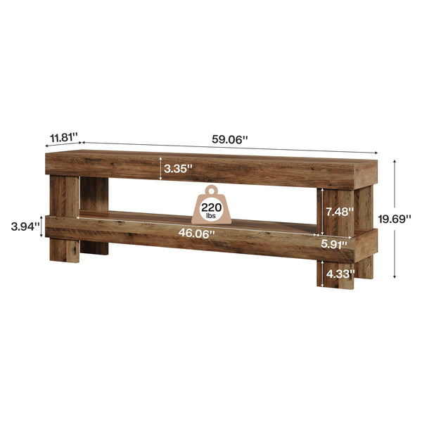 59" Entryway Shoe Bench with Storage Shelf