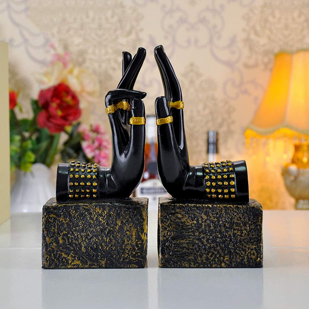 Resin Bergamot Decorative Bookends – Black, Set of 2