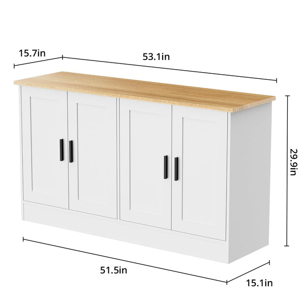 53" 4-Door Buffet Cabinet & Kitchen Sideboard with Adjustable Shelves