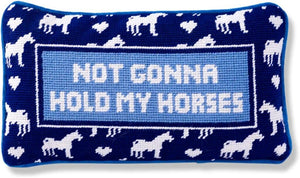 Needlepoint Throw Pillow – Hold My Horses