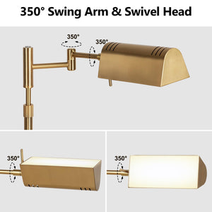 Dimmable LED Pharmacy Floor Lamp with Swing Arm