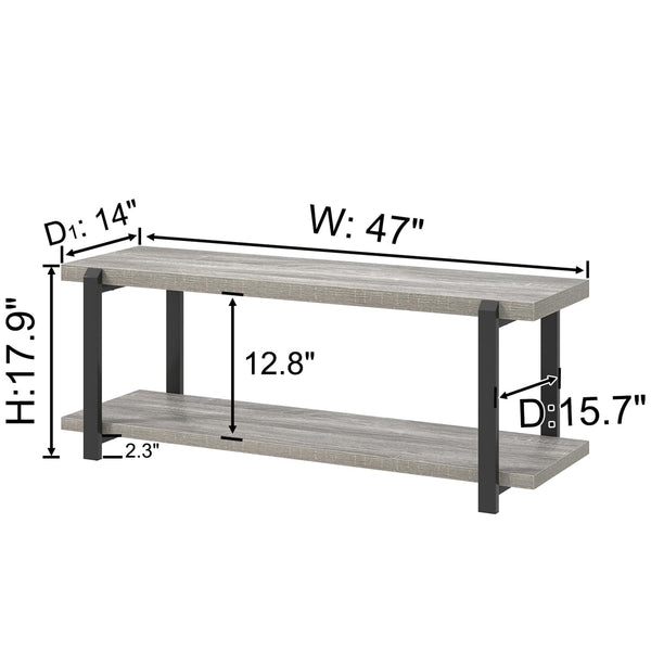 Entryway Shoe Storage Bench with Metal Frame – 47 Inch