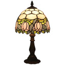 Tiffany Style Stained Glass Table Lamp with Pink Tulip Pattern