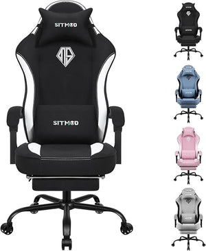 Ergonomic Gaming Chair with Pocket Spring Cushion, 350 lb Capacity, 150° Recline, Lumbar Support
