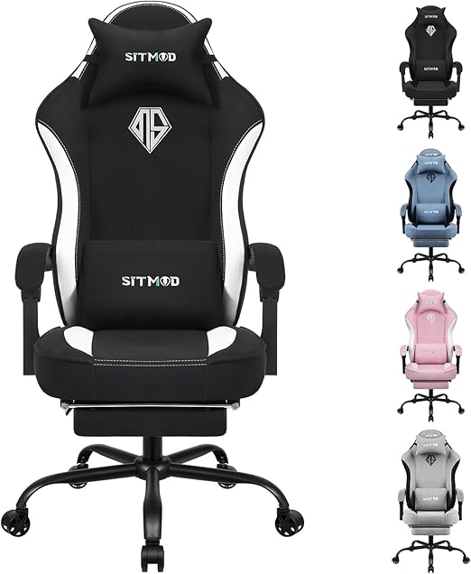 Ergonomic Gaming Chair with Pocket Spring Cushion, 350 lb Capacity, 150° Recline, Lumbar Support