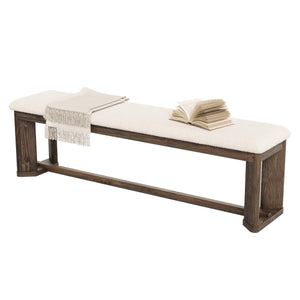 63" Upholstered Bench with Faux Lamb Fur Seat