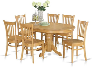 Oval Dining Table Set with Butterfly Leaf & Wood Chairs