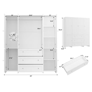 Armoire Wardrobe Closet with Mirror & Drawers