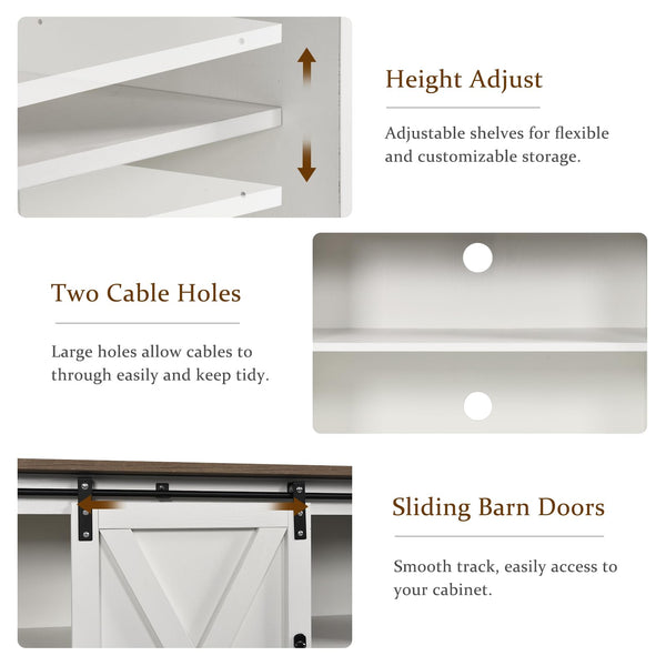 Farmhouse Barn Door TV Stand with Storage