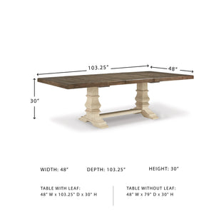 Farmhouse Extension Dining Table with Removable Leaf