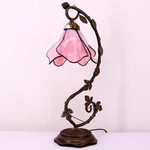 Tiffany Style Pink Stained Glass Table Lamp 21 Inch