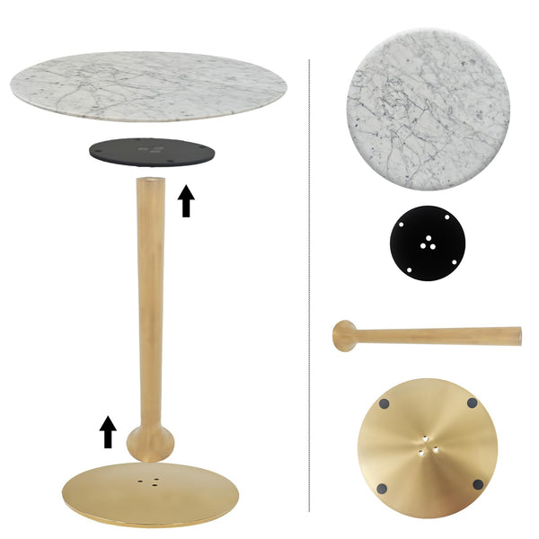 Marble Round End Table with Gold Metal Frame
