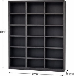 84" Triple Wide Wood Bookcase – Espresso