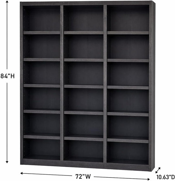 84" Triple Wide Wood Bookcase – Espresso