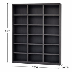 84" Triple Wide Wood Bookcase – Espresso