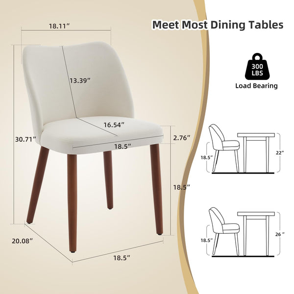 Upholstered Linen Dining Chair Set of 4 with Wood Legs & Wing Backrest