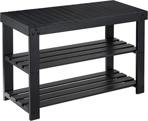 3-Tier Bamboo Shoe Rack Bench with Storage