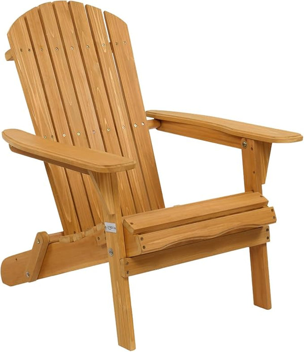 Folding Adirondack Chairs Set of 4 – Weather-Resistant Fir Wood Patio Chairs