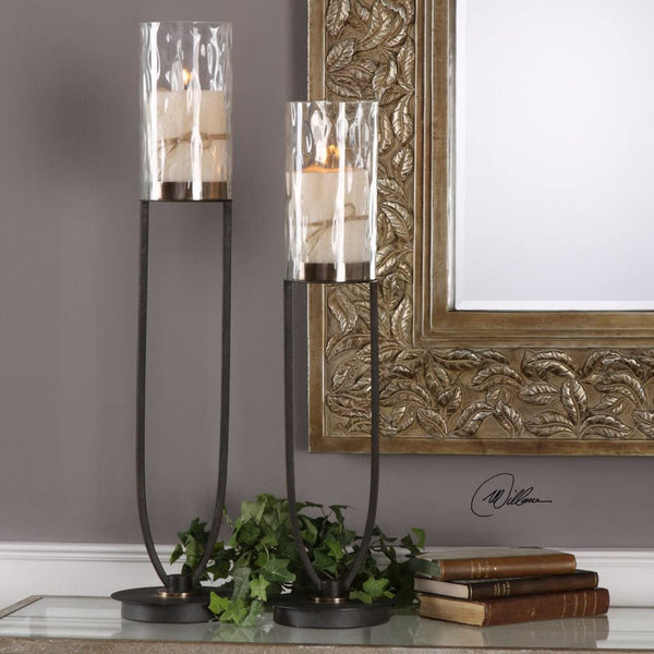 Tall Iron Candle Holders Set of 2 – Matte Black & Coffee Bronze
