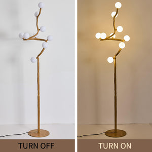 Multi-Head Tree Floor Lamp with 3D Printed Shades