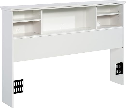 Full Queen Bookcase Headboard with Storage Shelves and Charging Station