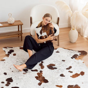 Genuine Cowhide Area Rug 6x7 ft – Natural Leather Floor Rug