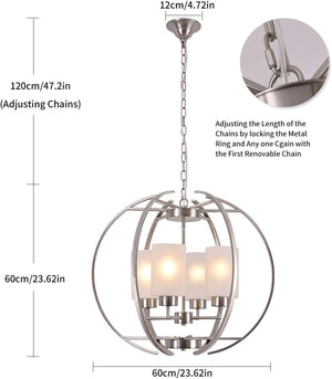 4-Light Globe Chandelier with Frosted Glass Shades