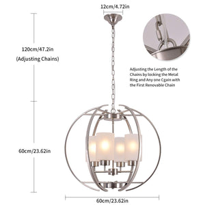 4-Light Globe Chandelier with Frosted Glass Shades