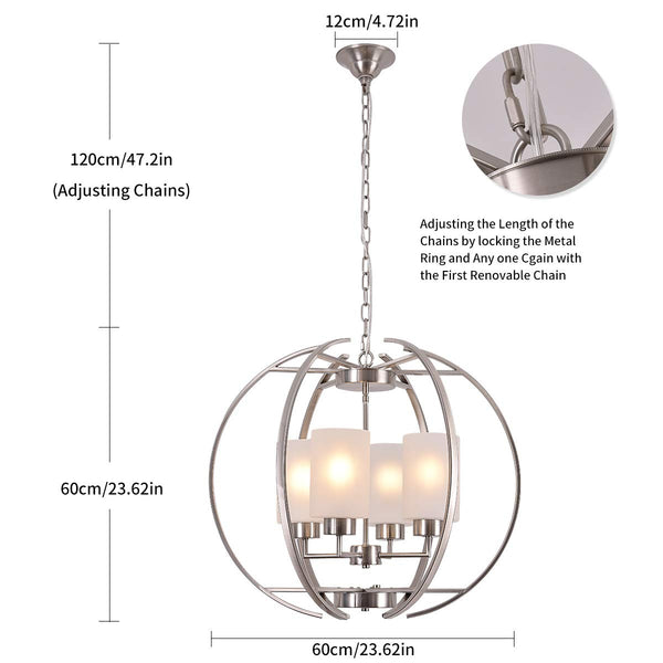 4-Light Globe Chandelier with Frosted Glass Shades
