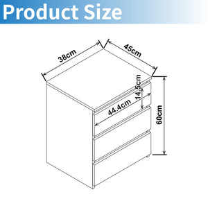 3-Drawer Nightstand with Cut-Out Handles