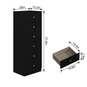6-Drawer Vertical Dresser with Gold Handles