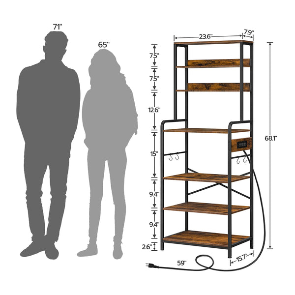 7-Tier Baker's Rack with Power Outlets & Microwave Stand