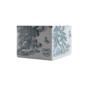 Chinoiserie Ceramic Table Lamp – Blue/White Square Ginger Jar