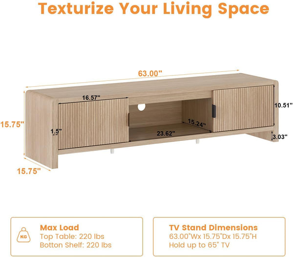 63-Inch Fluted-Door TV Stand & Entertainment Center