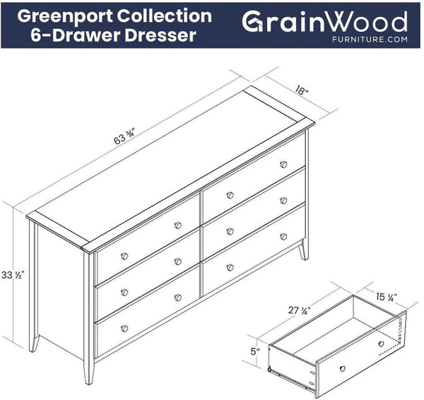 6-Drawer Solid Wood Bedroom Dresser