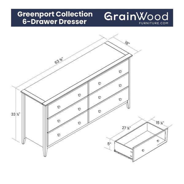 6-Drawer Solid Wood Bedroom Dresser