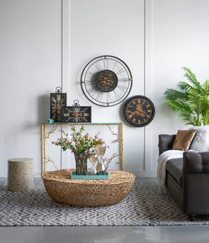 32-Inch Round Black Metal Gear Silent Wall Clock
