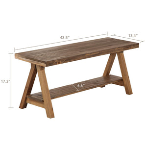 Farmhouse Wood Bench – Rustic Indoor Entryway Bench