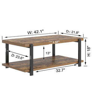 Modern Rectangle Coffee Table with 2-Tier Storage