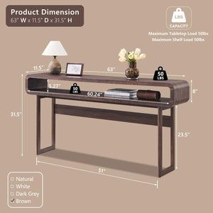 63" Console Table with Open Shelf