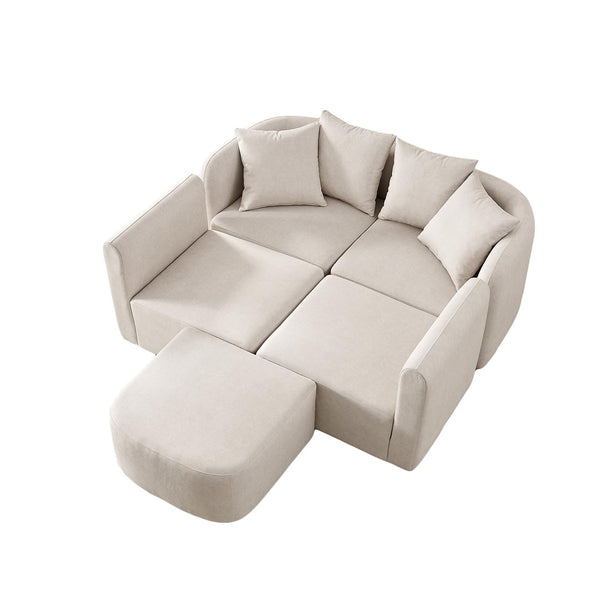 118" L-Shaped Modular Sectional Sofa with Ottoman