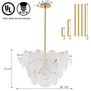 28-Inch Modern Glass Chandelier – 3-Tier Pendant Light Fixture