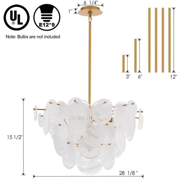 28-Inch Modern Glass Chandelier – 3-Tier Pendant Light Fixture