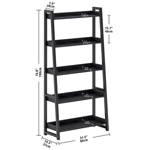 5-Tier Ladder Shelf – Industrial Bookcase