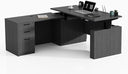 L-Shaped Height Adjustable Executive Standing Desk with Lockable Cabinets