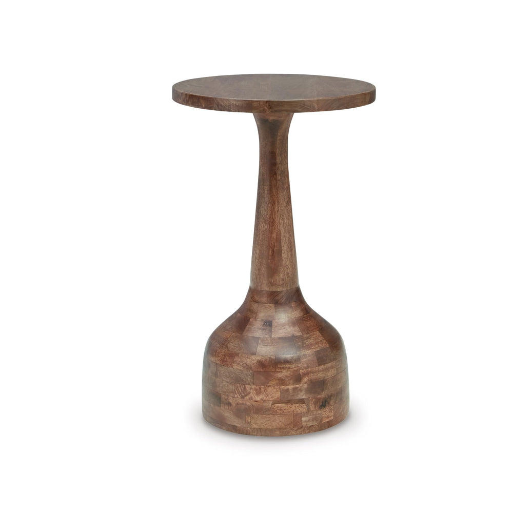 Round Solid Wood Accent End Table