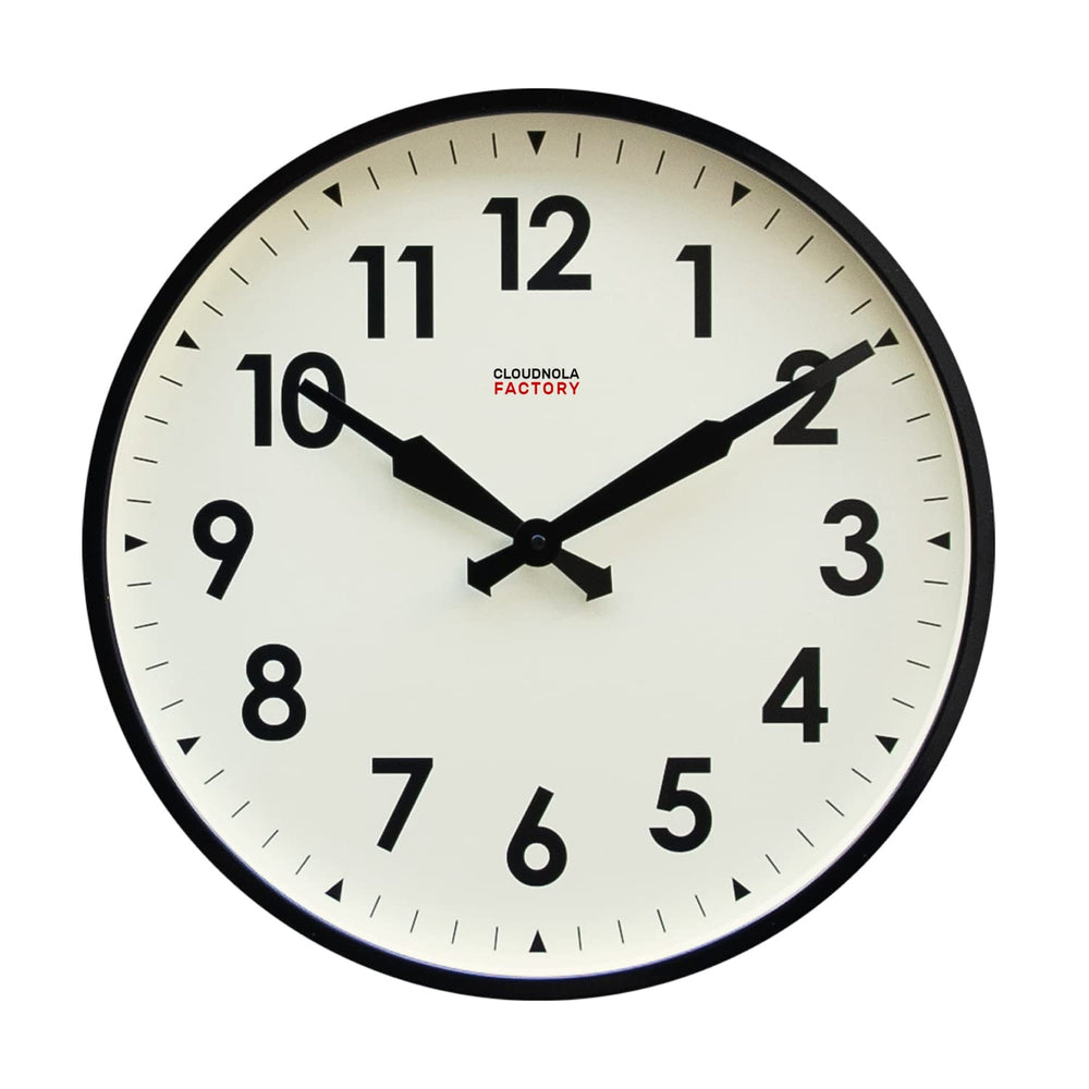 18-Inch Round Metal Wall Clock – Black, Silent Analog