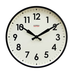 18-Inch Round Metal Wall Clock – Black, Silent Analog