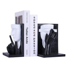 Decorative Bookends Set – Resin Face Sculptures, 2 Styles