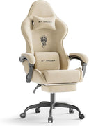 Velvet Gaming Chair with Footrest & Massage Lumbar